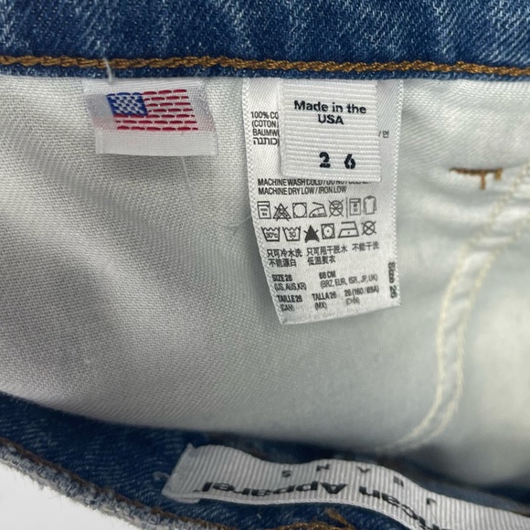 American Apparel High Rise Waist 90s Medium Stone Wash Indigo Denim Jean Shorts - Picture 5 of 9